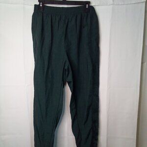 Reebok Track Pants Men M Vintage 100% Nylon Zipper Ankle Green
